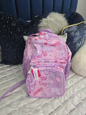 Barbie Lilac and Light Pink Kids Backpack and Lunch Bag with Fun Print